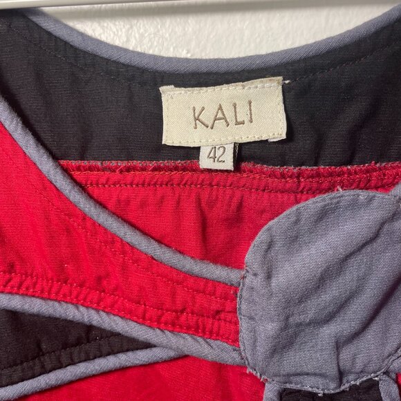 Kali red, black and blue/grey pattern midi dress - Picture 4 of 4